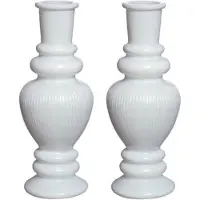 Ideas 4 Seasons Bloemenvaas Venice - 2x - gekleurd glas - ribbel wit - D5,7 x H15 cm