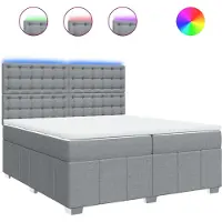 vidaXL Boxspring met matras stof lichtgrijs 200x200 cm
