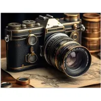 PosterMonkey Poster 120x90 cm - Vintage - Fototoestel - Camera - Papier - Oud - Posters - Kamer decoratie - Wanddecoratie woonkamer - Muurdecoratie slaapkamer