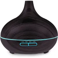 Auronic Aroma Diffuser - 300 ml - Luchtbevochtiger - 7 LED Kleuren - Incl. 2x Olie - Donkerbruin