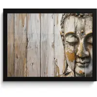 PosterMonkey Poster in lijst - Fotolijst 40x30 cm - Posters - Boeddha - Houtlook - Modern - Industrieel - Posterlijst zwart - Decoratie - Wanddecoratie woonkamer - Muurdecoratie slaapkamer