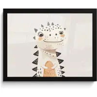 PosterMonkey Poster in lijst - Fotolijst 40x30 cm - Posters - Dinosaurus - Pastel kleuren - Posterlijst zwart - Kamer decoratie - Wanddecoratie kinderkamer - Muurdecoratie babykamer