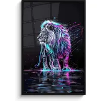 PosterMonkey Poster in lijst - Fotolijst 80x120 cm - Posters - Leeuw - Kleuren - Zwart - Dieren - Posterlijst zwart - Wanddecoratie tienerkamer - Kamer decoratie voor tieners - Tiener jeugdkamer accessoires
