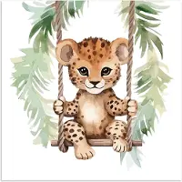 PosterMonkey Poster 50x50 cm - Luipaard - Dier - Kinderen - Jungle - Kinderkamer - Babykamer - Posters - Kamer decoratie accessoires - Wanddecoratie kinderkamer - Muurdecoratie babykamer