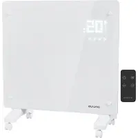 Auronic Elektrische Kachel – Convectorkachel met Thermostaat en Afstandsbediening - Glazen Paneelverwarming - 1000W Heater - Wit