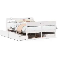 vidaXL Bedframe zonder matras massief grenenhout wit 135x190 cm