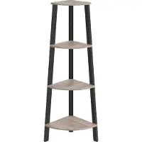 Trend24 Hoekkast - Hoekrek - Hoekkastje - Hoekmeubel - Hoekkasten - 5.5 kg - Metaal - MDF - Zwart - Bruin - 34 x 34 x 125 cm