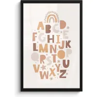 PosterMonkey Poster in lijst - Fotolijst 40x60 cm - Posters - Alfabet - Sterren - Regenboog - Pastel kleuren - Educatief - Posterlijst zwart - Kamer decoratie - Wanddecoratie kinderkamer - Muurdecoratie babykamer