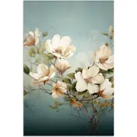 PosterMonkey Poster 80x120 cm - Bloemen - Wit - Natuur - Vintage - Posters - Kamer decoratie - Wanddecoratie woonkamer - Muurdecoratie slaapkamer