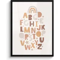 PosterMonkey Poster in lijst - Fotolijst 60x80 cm - Posters - Alfabet - Sterren - Regenboog - Pastel kleuren - Educatief - Posterlijst zwart - Kamer decoratie - Wanddecoratie kinderkamer - Muurdecoratie babykamer