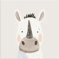 PosterMonkey Poster 30x30 cm - Neushoorn - Wilde dieren - Pastel kleuren - Posters - Kamer decoratie accessoires - Wanddecoratie kinderkamer - Muurdecoratie babykamer