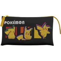 Pokémon - Etui - 3 vakken - Pikachu - Zwart