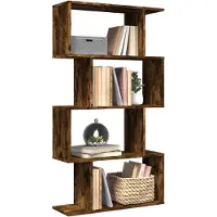 vidaXL Kamerscherm / boekenkast 4-laags 70x24x129 cm hout gerookt eik