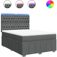 vidaXL Boxspring met matras stof donkergrijs 140x200 cm