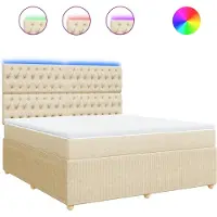 vidaXL Boxspring met matras stof crèmekleurig 180x200 cm