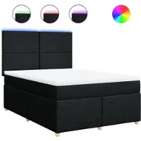 vidaXL Boxspring met matras stof zwart 140x190 cm