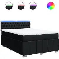 vidaXL Boxspring met matras stof zwart 140x190 cm