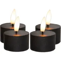 Anna's Collection LED theelichtjes/waxinelichtjes - 4x st - zwart - D4 x H5 cm