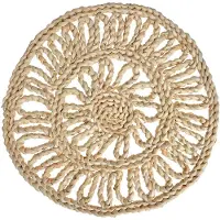 Clayre & Eef Placemat Ø 30 cm Beige Stro Rond Tafelmat Beige Tafelmat