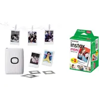 Fujifilm - Instax mini link 2 w. LED light chain and 2x10 pack Film Bundle - clay white
