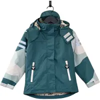 Ducksday - Regenjas Kinderen - Uitneembare Fleece jas - Waterdicht - Ademend - 3 in 1 - Winterjas Unisex - Donkergroen - Maat 110/116