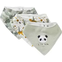 Vertbaudet Set met 3 slabbetjes van katoengaas set groene panda