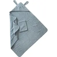 Vertbaudet Badcape + handschoen van biologisch katoenen gaas*, Oeko-Tex. blauw