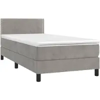 vidaXL Boxspring met matras en LED fluweel lichtgrijs 100x200 cm