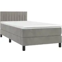 vidaXL Boxspring met matras fluweel lichtgrijs 90x190 cm
