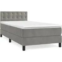 vidaXL Boxspring met matras fluweel lichtgrijs 90x190 cm