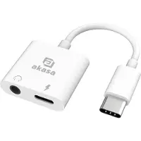 Akasa USB-C, Audio Adapter [1x USB-C - 1x Koptelefoon (3,5 mm aansluiting), USB-C bus (Power Delivery)] AK-CBCA30-08WH 8 cm Met laadbus