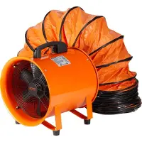 Vevor Bouwventilator 367W AC-motor Bouwventilator 2800 RPM Bouwventilator Ventilator 2574 CFM (4373 m3/h) Axiale ventilator met 5m slang Axiale ventilator 79dB geluidsniveau Industriële ventilator