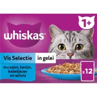 Whiskas 3x 1+ - Kattenvoer natvoer - Vis - Selectie in gelei - maaltijdzakjes 12 x 85 g
