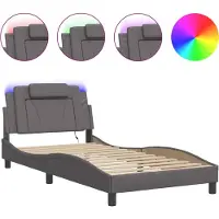 vidaXL Bedframe "Viana" met LED zonder matras grijs 100x200 cm