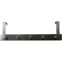 Siro Deur kapstok - 5 ophang haken - RVS - 16 x 40 cm - ruimtebesparend - stompe deur
