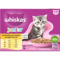 Whiskas 3x junior 2-12M Natvoer - Gevogelte - Selectie in gelei - maaltijdzakjes 12 x 85 g