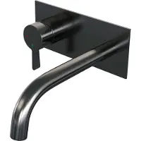 Brauer Gunmetal Edition ColdStart wastafelkraan inbouw gebogen uitloop met achterplaat model E2 gunmetal geborsteld PVD