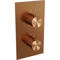 Brauer Regendoucheset inbouw copper carving thermostatisch 30 cm met 3-weg omstelling, plafondarm, glijstang en staaf handdouche geborsteld koper