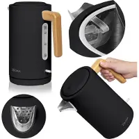 Zeegma Elektrische waterkoker, 1,7 liter, 2200W, zwart, met houten design