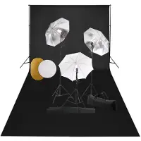 vidaXL Fotostudioset met lampen, paraplu's, achtergrond en reflector