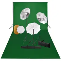 vidaXL Fotostudioset met lampen, paraplu's, achtergrond en reflector