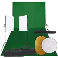 vidaXL Fotostudioset met verlichtingsset, achtergrond en reflector