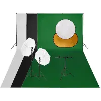 vidaXL Fotostudioset met verlichtingsset achtergrond en reflector