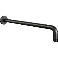Brauer Black Carving thermostatische inbouw regendouche SET 03 met 20 cm douchekop en gebogen muurarm en staaf handdouche en doucheslang en wandaansluitbocht mat zwart