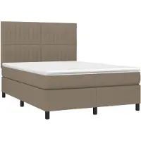 vidaXL Boxspring met matras stof taupe 140x190 cm