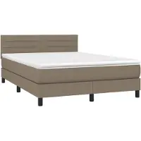 vidaXL Boxspring met matras en LED stof taupe 140x190 cm