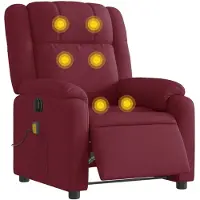 vidaXL Massagestoel elektrisch verstelbaar stof wijnrood
