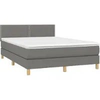 vidaXL Boxspring met matras stof donkergrijs 140x190 cm