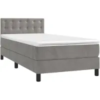 vidaXL Boxspring met matras en LED fluweel lichtgrijs 80x200 cm