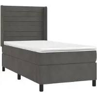 vidaXL Boxspring met matras fluweel donkergrijs 90x190 cm